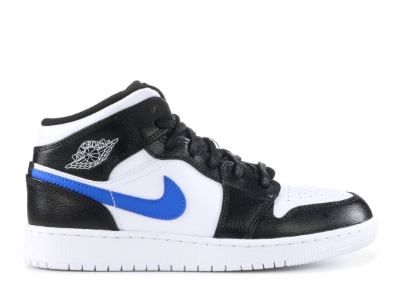 Meilleures Air Jordan 1 Mid Bg (Gs) Noir Blanc Bleu (554725-052)