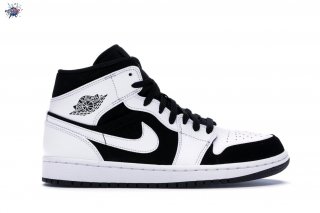 Meilleures Air Jordan 1 Mid Blanc Noir (554724-113)