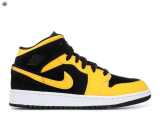 Meilleures Air Jordan 1 Mid (Gs) "Reverse New Love" Noir Jaune (554725-071)