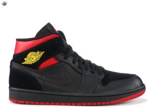 Meilleures Air Jordan 1 Mid Noir Jaune Rouge (554724-076)