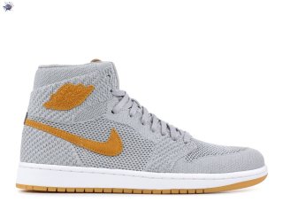 Meilleures Air Jordan 1 Retro High Flyknit "Flyknit" Gris Or (919704-025)