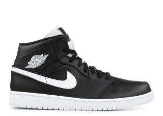 Meilleures Air Jordan 1 Retro Mid Noir Blanc (554724-038)