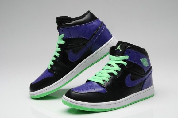 Meilleures Air Jordan 1 Retro Noir Pourpre Vert