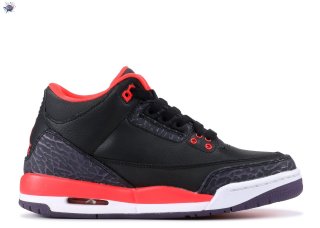 Meilleures Air Jordan 3 Retro (Gs) "Crimson" Noir Rouge (398614-005)