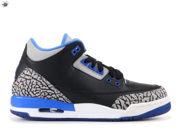 Meilleures Air Jordan 3 Retro (Gs) "Sport Bleue" Noir Gris Bleu (398614-007)