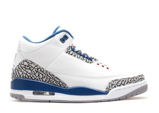 Meilleures Air Jordan 3 Retro "True Bleue 2011 Release" Blanc Bleu (136064-104)