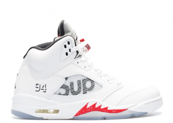 Meilleures Air Jordan 5 Retro Supreme "Supreme" Blanc (824371-101)