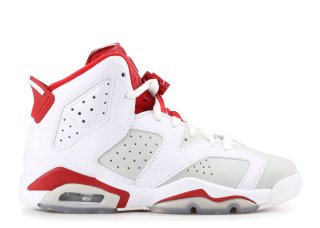 Meilleures Air Jordan 6 Retro Bg (Gs) "Alternate" Blanc Rouge (384665-113)