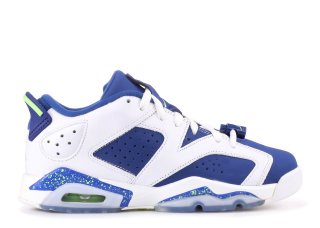 Meilleures Air Jordan 6 Retro Low Bg (Gs) "Seahawks" Blanc Bleu (768881-106)