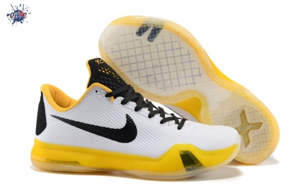 Meilleures Nike Kobe X 10 Blanc Jaune Noir