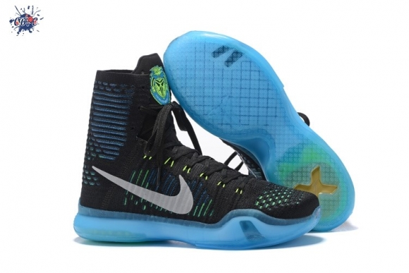 Meilleures Nike Kobe X 10 Elite High Noir Métallique Argent Bleu