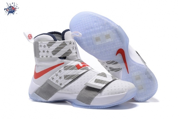 Meilleures Nike Lebron Soldier X 10 Blanc Gris Rouge