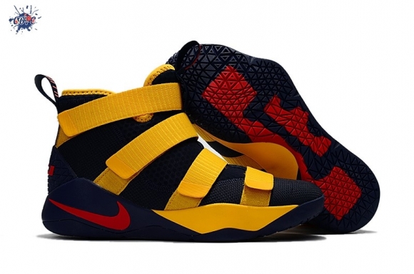 Meilleures Nike Lebron Soldier XI 11 Enfant Marine Jaune Rouge