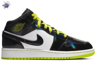 Meilleures Air Jordan 1 Mid (GS) Noir Vert (BQ6931-003)