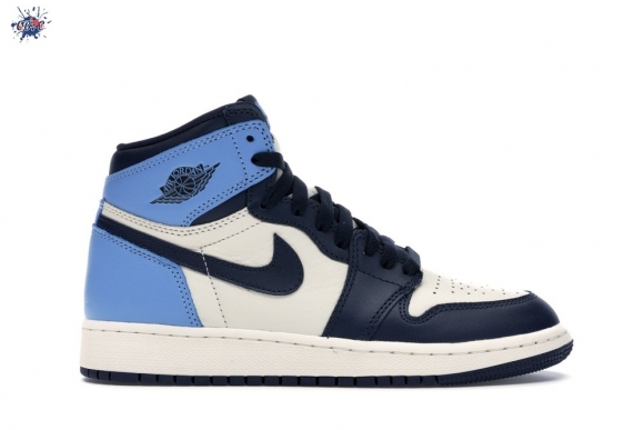 Meilleures Air Jordan 1 High Retro (GS) "Obsidian Unc" Voile Bleu (575441-140)