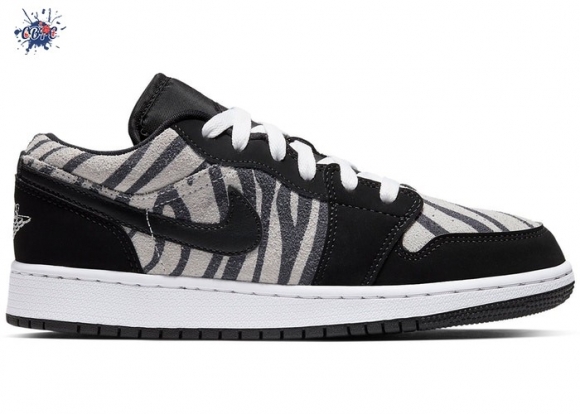 Meilleures Air Jordan 1 Low (GS) "Zebra" Noir Blanc (553560-057)