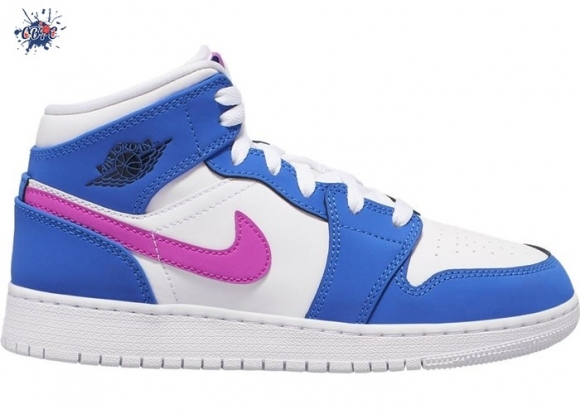 Meilleures Air Jordan 1 Mid (GS) Bleu Rose Blanc (554725-451)