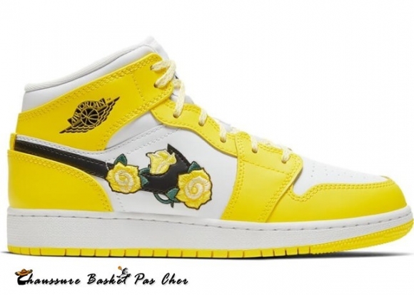 Air Jordan 1 Mid Dynamic (Gs) Jaune Floral (AV5174-700)