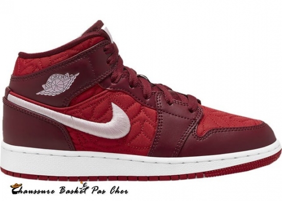 Air Jordan 1 Mid Se Rouge Quilt Gs Rouge Blanc (AV5174-600)