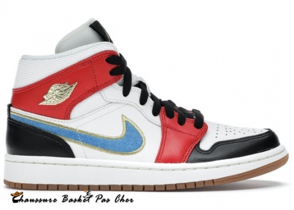 Air Jordan 1 Mid Voile Rouge (W) Noir Bleu (DC1426-100)