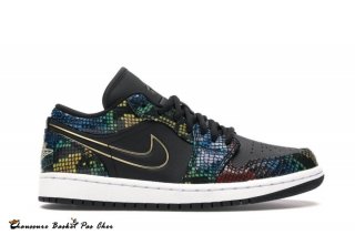 Jordan 1 Low MultiCouleur Snakeskin (W) (2020) Noir Or (CW5580-001)