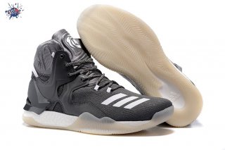 Meilleures Adidas Derrick Rose 7 Foncé Gris Blanc