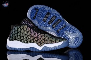 Meilleures Air Jordan 11 Multicolore Noir Bleu Enfant