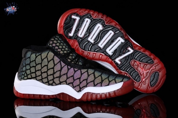 Meilleures Air Jordan 11 Multicolore Noir Rouge Enfant