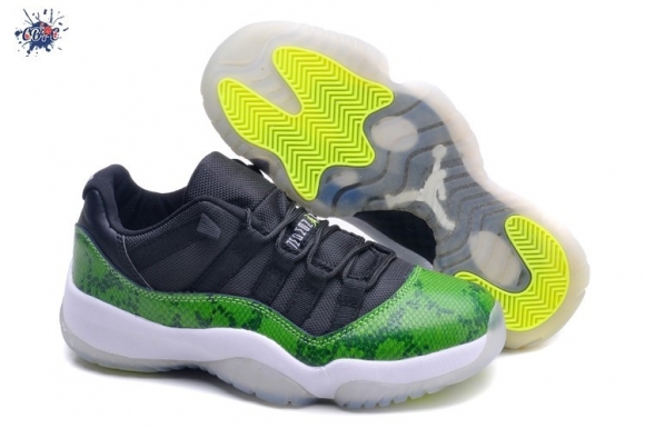 Meilleures Air Jordan 11 Noir Vert Jaune