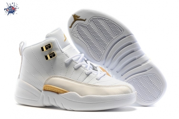 Meilleures Air Jordan 12 Blanc Or Enfant