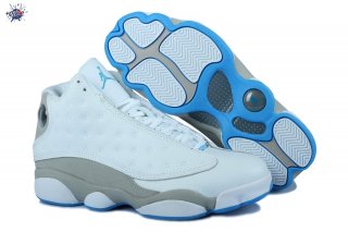 Meilleures Air Jordan 13 Blanc Gris Bleu