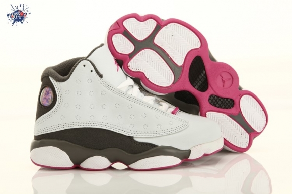 Meilleures Air Jordan 13 Blanc Gris Rose Enfant