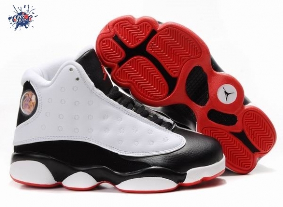 Meilleures Air Jordan 13 Blanc Noir Rouge Enfant