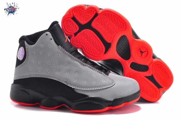 Meilleures Air Jordan 13 Gris Noir Rouge Enfant