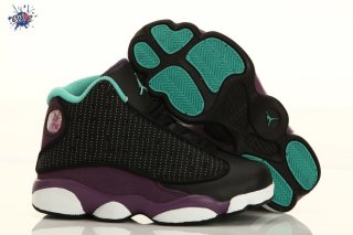 Meilleures Air Jordan 13 Noir Pourpre Vert Enfant