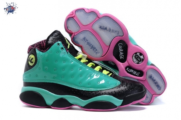 Meilleures Air Jordan 13 Vert Noir Rose