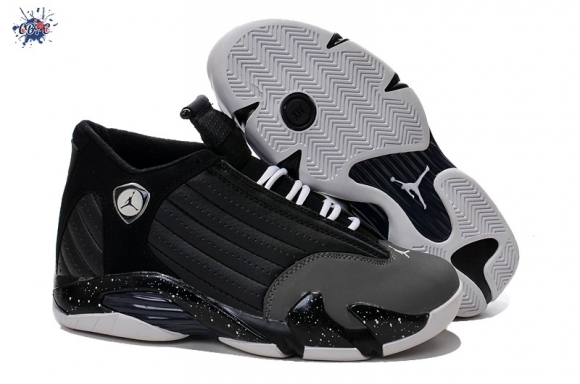 Meilleures Air Jordan 14 Noir Gris Blanc