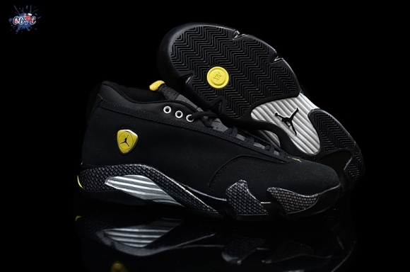 Meilleures Air Jordan 14 Noir Gris Jaune