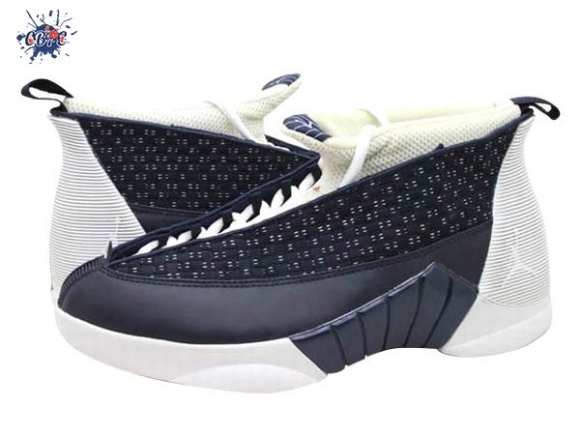 Meilleures Air Jordan 15 Foncé Bleu Blanc