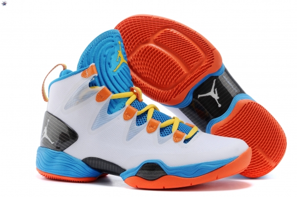 Meilleures Air Jordan 28 Blanc Bleu Orange