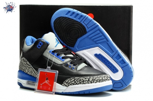 Meilleures Air Jordan 3 Bleu Blanc Gris