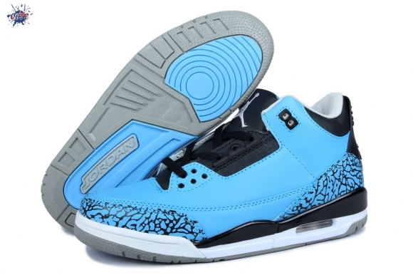 Meilleures Air Jordan 3 Bleu Noir Blanc