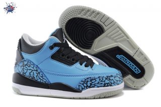 Meilleures Air Jordan 3 Bleu Noir Enfant