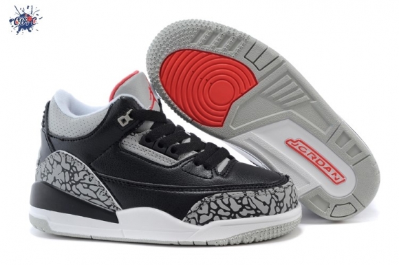 Meilleures Air Jordan 3 Noir Gris Blanc Enfant