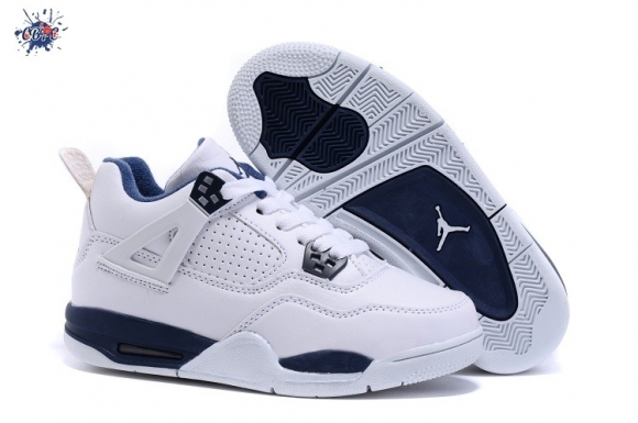 Meilleures Air Jordan 4 Bleu Blanc Enfant