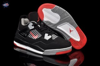 Meilleures Air Jordan 4 Gris Noir Rouge Enfant