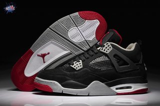 Meilleures Air Jordan 4 Noir Gris Blanc Rouge