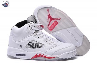 Meilleures Air Jordan 5 Blanc Rouge Enfant