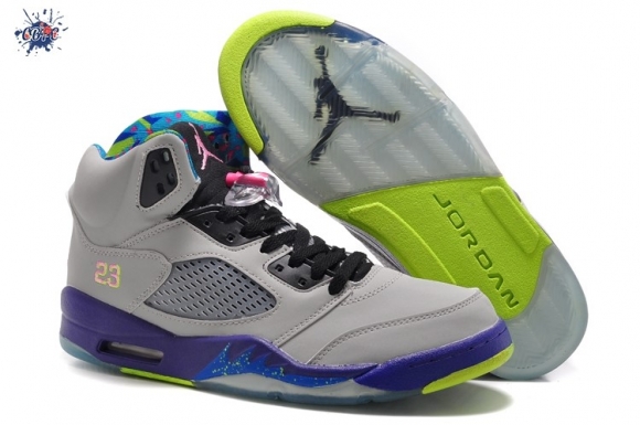 Meilleures Air Jordan 5 Gris Pourpre Jaune