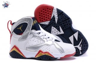 Meilleures Air Jordan 7 Blanc Argent Rouge Or Enfant